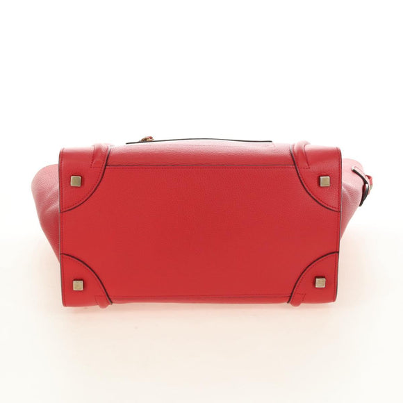 CELINE Luggage Mini Shopper Handtas Leer Rood Goud Auth ep14631M