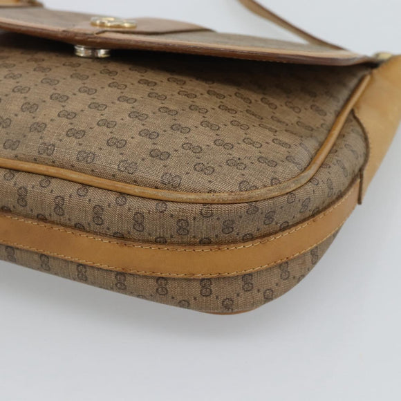 GUCCI Micro GG Supreme Shoulder Bag PVC Beige Gold Auth ep14632