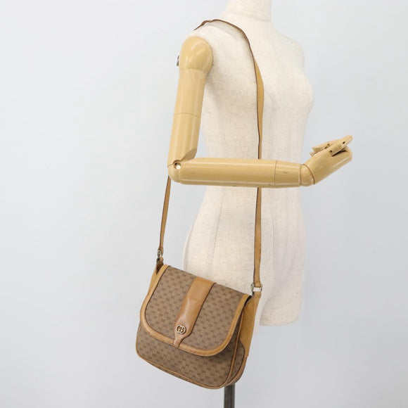GUCCI Micro GG Supreme Shoulder Bag PVC Beige Gold Auth ep14632
