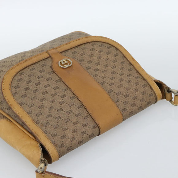 GUCCI Micro GG Supreme Shoulder Bag PVC Beige Gold Auth ep14632