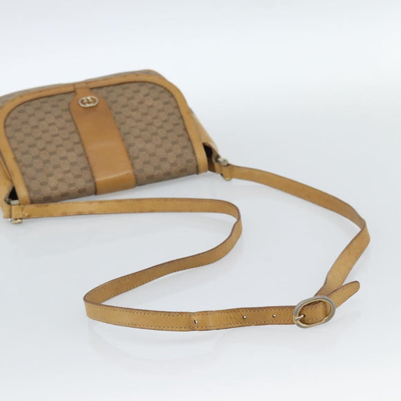 GUCCI Micro GG Supreme Shoulder Bag PVC Beige Gold Auth ep14632