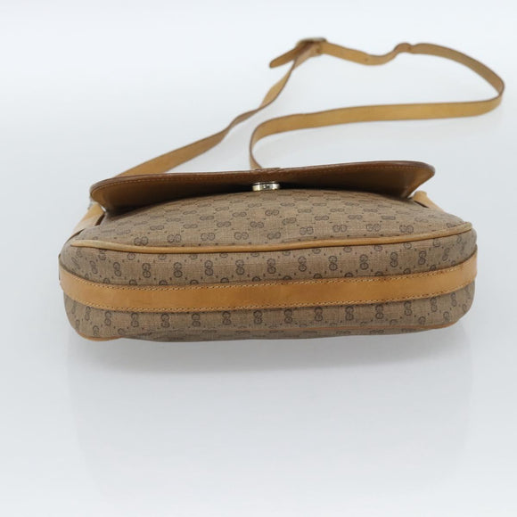 GUCCI Micro GG Supreme Shoulder Bag PVC Beige Gold Auth ep14632