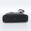GUCCI Bamboo Hand Bag Leather 2way Black Gold 000 0289 Auth ep14633-5