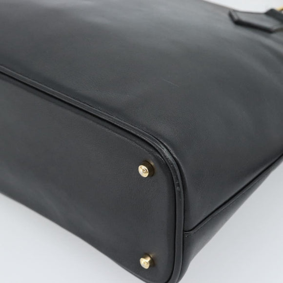 GUCCI Bamboo Hand Bag Leather 2way Black Gold 000 0289 Auth ep14633