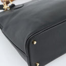 GUCCI Bamboo Hand Bag Leather 2way Black Gold 000 0289 Auth ep14633-10