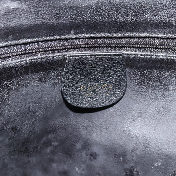 GUCCI Bamboo Hand Bag Leather 2way Black Gold 000 0289 Auth ep14633