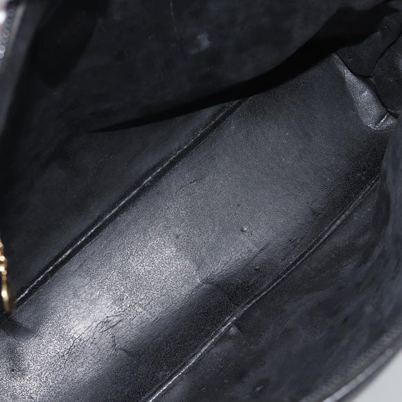 GUCCI Bamboo Hand Bag Leather 2way Black Gold 000 0289 Auth ep14633