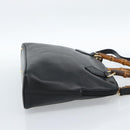 GUCCI Bamboo Hand Bag Leather 2way Black Gold 000 0289 Auth ep14633-4