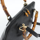 GUCCI Bamboo Hand Bag Leather 2way Black Gold 000 0289 Auth ep14633-6