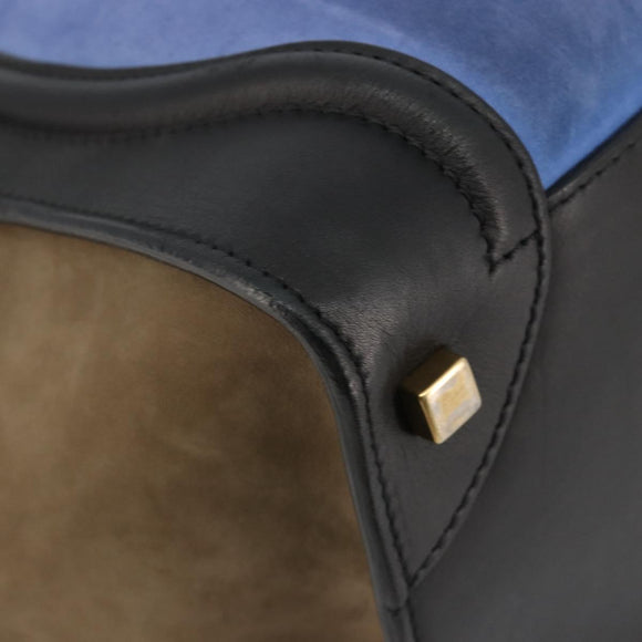 CELINE Luggage Mini Shopper Handtasche Wildleder Hellblau Gold Auth ep14637A
