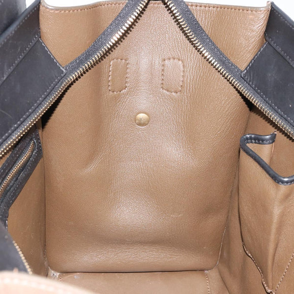 CELINE Luggage Mini Shopper Handtasche Wildleder Hellblau Gold Auth ep14637A