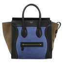 CELINE Luggage Mini Shopper Handtasche Wildleder Hellblau Gold Auth ep14637A-2