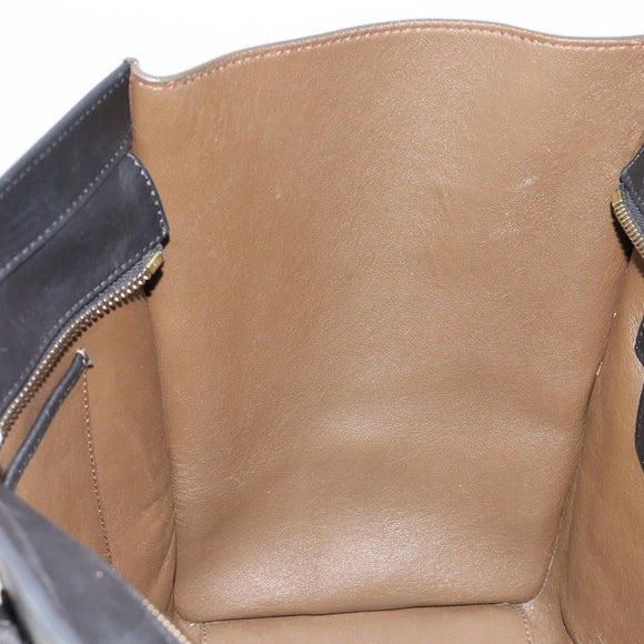 CELINE Luggage Mini Shopper Handtasche Wildleder Hellblau Gold Auth ep14637A