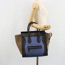 CELINE Luggage Mini Shopper Handtasche Wildleder Hellblau Gold Auth ep14637A-24