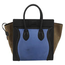 CELINE Luggage Mini Shopper Handtasche Wildleder Hellblau Gold Auth ep14637A-3