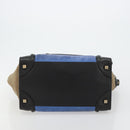 CELINE Luggage Mini Shopper Handtasche Wildleder Hellblau Gold Auth ep14637A-9