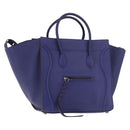 CELINE Luggage Phantom Hand Bag Leather Blue Silver Auth ep14638A-1