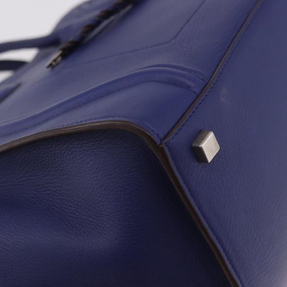 CELINE Luggage Phantom Hand Bag Leather Blue Silver Auth ep14638A