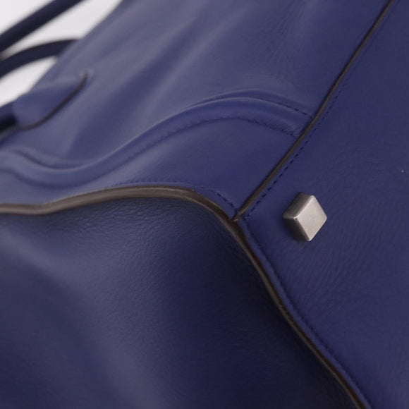CELINE Luggage Phantom Hand Bag Leather Blue Silver Auth ep14638A