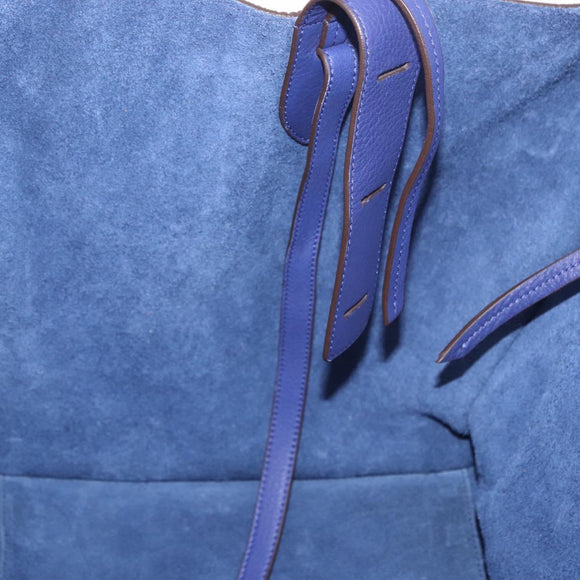 CELINE Luggage Phantom Hand Bag Leather Blue Silver Auth ep14638A