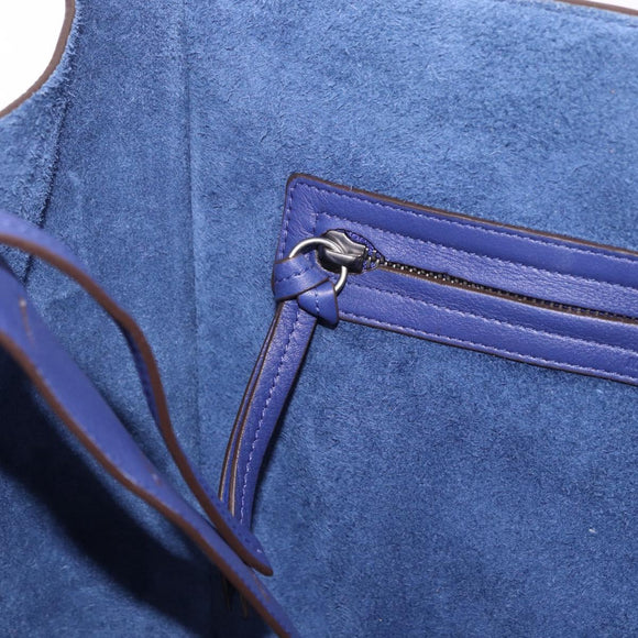 CELINE Luggage Phantom Hand Bag Leather Blue Silver Auth ep14638A