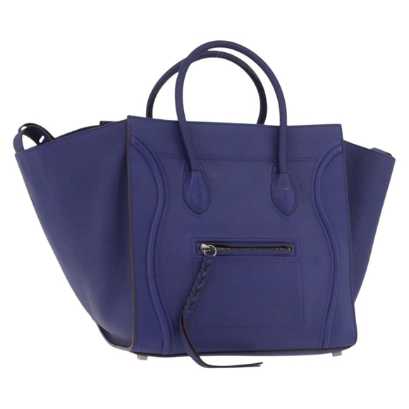 CELINE Luggage Phantom Handtasche Leder Blau Silber Auth ep14638A