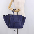 CELINE Luggage Phantom Hand Bag Leather Blue Silver Auth ep14638A-22