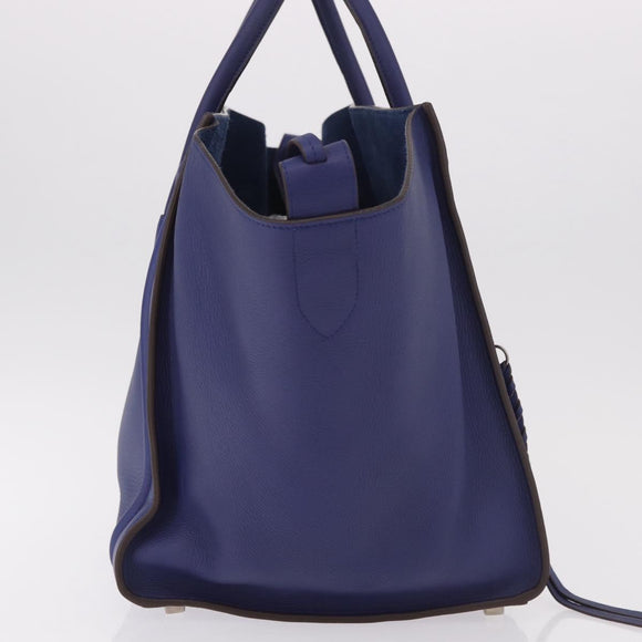 CELINE Luggage Phantom Hand Bag Leather Blue Silver Auth ep14638A