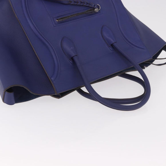CELINE Luggage Phantom Hand Bag Leather Blue Silver Auth ep14638A