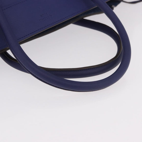CELINE Luggage Phantom Hand Bag Leather Blue Silver Auth ep14638A