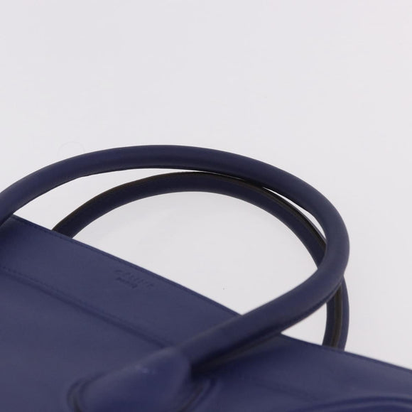 CELINE Luggage Phantom Hand Bag Leather Blue Silver Auth ep14638A