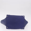 CELINE Luggage Phantom Hand Bag Leather Blue Silver Auth ep14638A-5