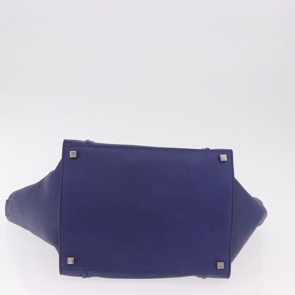 CELINE Luggage Phantom Hand Bag Leather Blue Silver Auth ep14638A