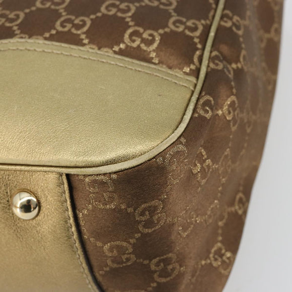 GUCCI GG Canvas princi Hand Bag Nylon Brown Gold 163805 Auth ep14643A