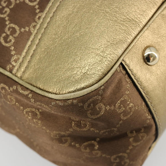 GUCCI GG Canvas princi Hand Bag Nylon Brown Gold 163805 Auth ep14643A