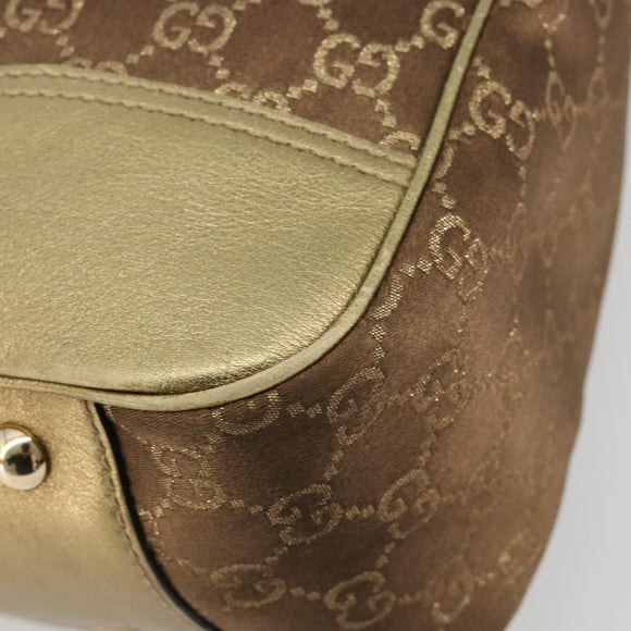 GUCCI GG Canvas princi Hand Bag Nylon Brown Gold 163805 Auth ep14643A