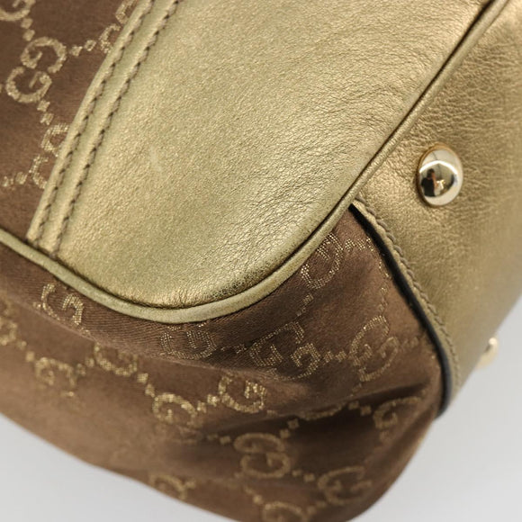 GUCCI GG Canvas princi Hand Bag Nylon Brown Gold 163805 Auth ep14643A
