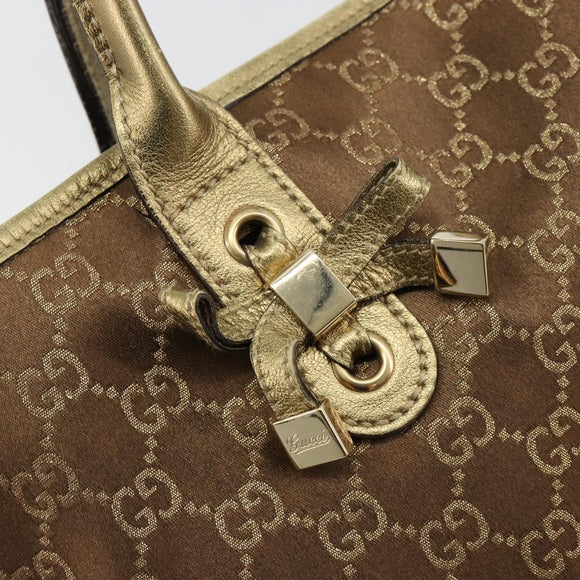 GUCCI GG Canvas princi Hand Bag Nylon Brown Gold 163805 Auth ep14643A