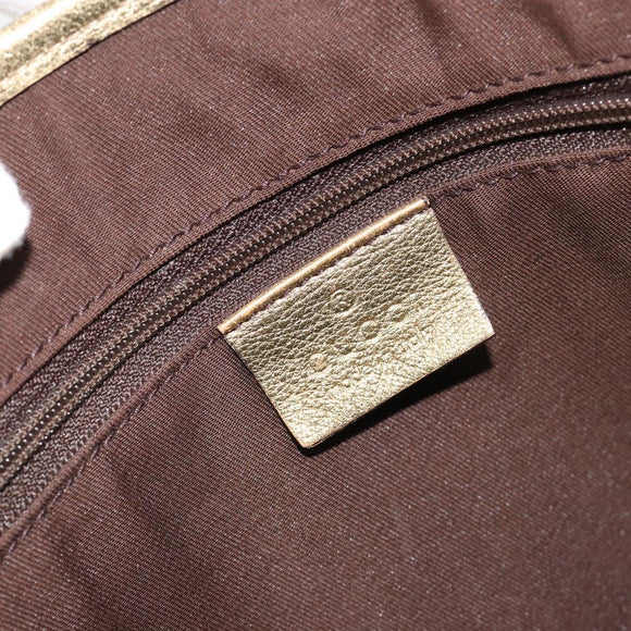 GUCCI GG Canvas princi Hand Bag Nylon Brown Gold 163805 Auth ep14643A