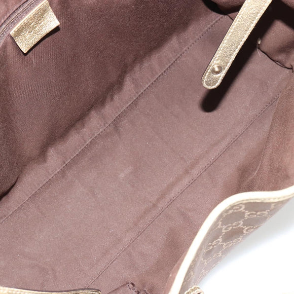 GUCCI GG Canvas princi Hand Bag Nylon Brown Gold 163805 Auth ep14643A
