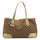 GUCCI GG Canvas princi Hand Bag Nylon Brown Gold 163805 Auth ep14643A-13