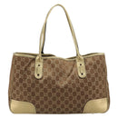 GUCCI GG Canvas princi Hand Bag Nylon Brown Gold 163805 Auth ep14643A-2