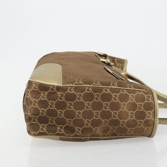 GUCCI GG Canvas princi Hand Bag Nylon Brown Gold 163805 Auth ep14643A
