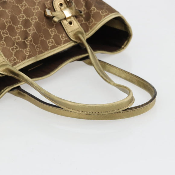 GUCCI GG Canvas princi Hand Bag Nylon Brown Gold 163805 Auth ep14643A