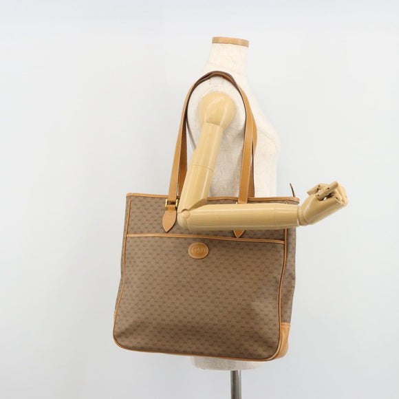 GUCCI Micro GG Supreme Tote Bag PVC Beige Gold Auth ep14645
