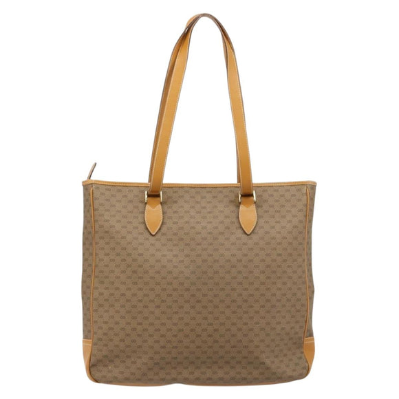 GUCCI Micro GG Supreme Tote Bag PVC Beige Gold Auth ep14645