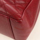 CHANEL GST Matelasse Chain Tote Bag Caviar Skin Red Silver CC Auth ep14654V-16