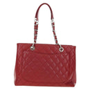 CHANEL GST Matelasse Chain Tote Bag Caviar Skin Red Silver CC Auth ep14654V-2