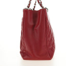 CHANEL GST Matelasse Chain Tote Bag Caviar Skin Red Silver CC Auth ep14654V-4