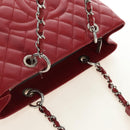 CHANEL GST Matelasse Chain Tote Bag Caviar Skin Red Silver CC Auth ep14654V-6